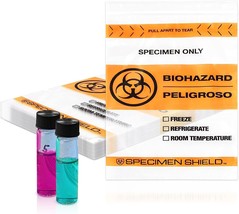 12 x 15 Biohazard Specimen Bags 100 Pack Clear Orange Black Bio Bags - £25.92 GBP