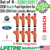 OEM Bosch 8Pcs 4-Hole Upgrade Fuel Injectors for 2000-2005 Ford Lincoln Mercury - £109.82 GBP