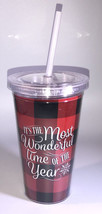 Its The Most Wonderful Time Of The Year-Christmas 16oz Tumbler Cup W Lid &amp; Straw - £7.66 GBP