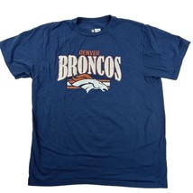 Denver Broncos Blue T-Shirt XL Tee NFL Team Apparel Spell Out Graphic 100&amp; Cotto - £6.67 GBP