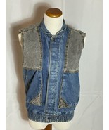 Le&#39;Arsi snap-up blue jean vest, grey and blue size small woman’s Retro S... - £11.01 GBP