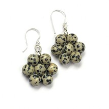 Dalmatian Jasper Gemstone 8 mm Round Beads 1.80&quot; beads Earring BE-24 - £7.80 GBP