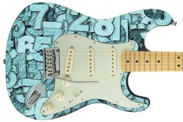 Guitar Skin Axe Wrap Re-skin Artistic Blue Numbers 424 - $44.50