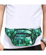 Emerald Green Tile Pattern Fanny Pack Bumbag Waist Bag with 3 Compartment - £29.89 GBP