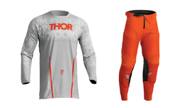 Thor MX Light Grey Orange Pulse Mono Dirt Bike Riding Racing Gear Jersey + Pants - £78.61 GBP