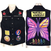 Royal Bones Womens Medium Grateful Dead 1991 Patch Black Trucker Snap Vest - $115.41
