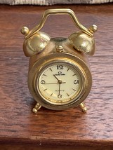 Charles Delon Gold Tone Old Bell Style Collectable Analog Quartz Mini Clock - £4.70 GBP