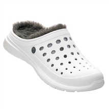 Size 8 Joybees Women&#39;s White Cozy Clogs Faux Shearling Lined Slip On Shoe - $22.76