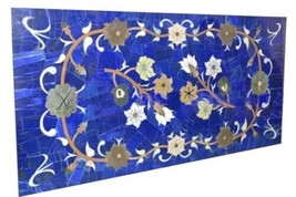 Random Lapis Stone Countertop Dining Table Marble Inlay Arts Handmade Wo... - £8,148.76 GBP