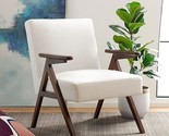 SAFAVIEH Home Collection Emyr Mid-Century White/Walnut Accent Arm Chair ... - $544.99