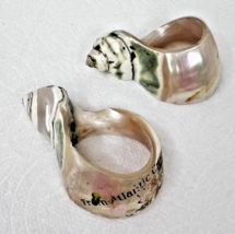 2 Antique Souvenir Real Seashell Napkin Rings From Atlantic City Wear - $485.12 MXN
