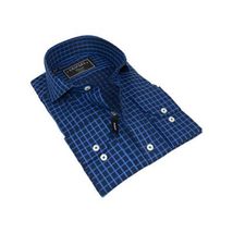 Men's Shirt Charles TYRWHITT 100% Cotton Cut-away Collar CHT-25 Navy Checker image 5