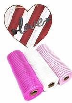 Valentine&#39;s Day Love Decorative 10&quot; Wide Deco Mesh Ribbon Rolls (Fuchsia, Pink,  - £24.24 GBP