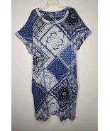 Lauren Ralph Lauren S Pullover Dress Blue Bandana Boho Patch Print Side ... - $20.79