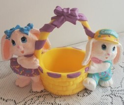 VTG Hallmark Crayola Bunnies Easter Basket 1991 Bunny Figure Bunny Rabbit Decor - £9.14 GBP
