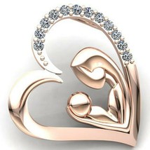 1.5ct Round Cut Diamond 14k Rose Gold Finish  &amp; Baby Heart Love Pendant Chain - £117.78 GBP