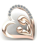 1.5ct Round Cut Diamond 14k Rose Gold Finish  &amp; Baby Heart Love Pendant ... - £117.80 GBP