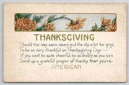 Thanksgiving Greeting Poem And Flowers Postcard K29 - £4.75 GBP