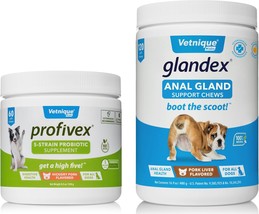 Glandex For Dogs Anal Gland Support Chews 120Ct Pork Liver And Profivex 5-Strain - £53.27 GBP