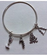 Holiday, Bangle, Silver plated, Charms HBB4 - $20.00