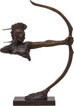 Indian Warrior with Bow Real Bronze Metal Art Statue Sculpture 86 cm - £882.51 GBP