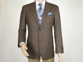 Mens sport Coat APOLLO KING Window Pane 100% Wool super 150&#39;s C14 Brown ... - $99.99