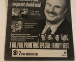 Dr Phil Prime time Special Family First Print Ad Vintage TPA2 - £4.73 GBP