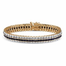 PalmBeach Jewelry Gold-plated Midnight Sapphire &amp; Genuine Diamond Bracelet - £98.68 GBP