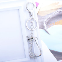 Fashion crystal keychain cat key ring bag pendant charm jewelry - $12.99