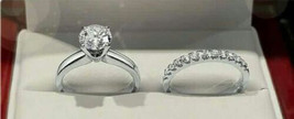 Round Cut 2.35Ct White Moissanite Engagement Ring Set 14K White Gold in Size 5.5 - $300.03
