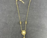 Jan Michaels San Francisco Antiqued Brass Mesh Necklace w/ Pearl - 18” - $29.99