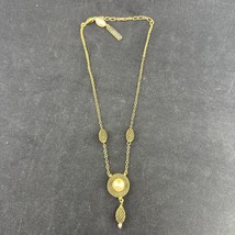 Jan Michaels San Francisco Antiqued Brass Mesh Necklace w/ Pearl - 18” - £23.59 GBP