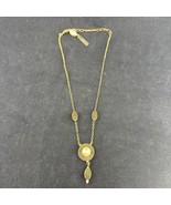Jan Michaels San Francisco Antiqued Brass Mesh Necklace w/ Pearl - 18” - $41.01 CAD