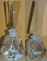 2 Crystal Perfume Bottles w daubers stoppers art deco style prism - $20.24