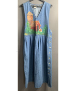 Hand Painted Jean Denim Maxi Dress Womens Large Jumper Sportswear Modest... - $28.66