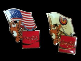 Coca-Cola 1988 Seoul South Korea Olympic Lapel Pin Set with Hodori Holding Flags - £5.25 GBP