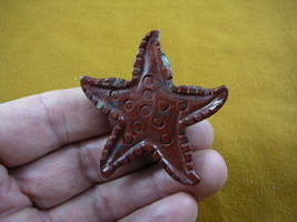 (Y-STA-701) Red STARFISH gemstone gem Stone FIGURINE carving love stars ... - $17.53