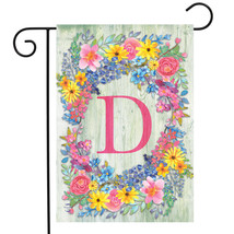 Spring Monogram Letter D Garden Flag Floral Wreath 12.5&quot; X 18&quot; - £11.91 GBP