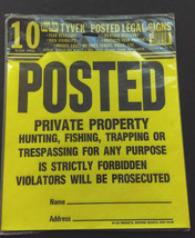 Posted Private Property Hy-Ko PP-1 Tyvek Signs, 12&quot; x 12&quot;, Yellow/Black, 10-Pack - £10.41 GBP