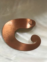 Estate Large Solid Copper Curlicue Abstract C Pin Brooch – 1.5 x 1 and 5/8th’s  - £11.15 GBP