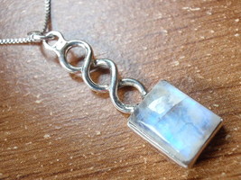 Blue Rainbow Moonstone Pendant 925 Sterling Silver with Gorgeous Iridescence - £9.95 GBP