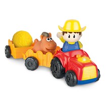 Tractor Toy With Farmer, Farm Animals And Wagons. Light Up Button Can Be Pressed - £40.08 GBP