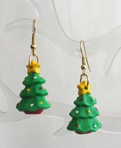 Festive Christmas Tree Pierced Earrings 1980s vintage - $12.95