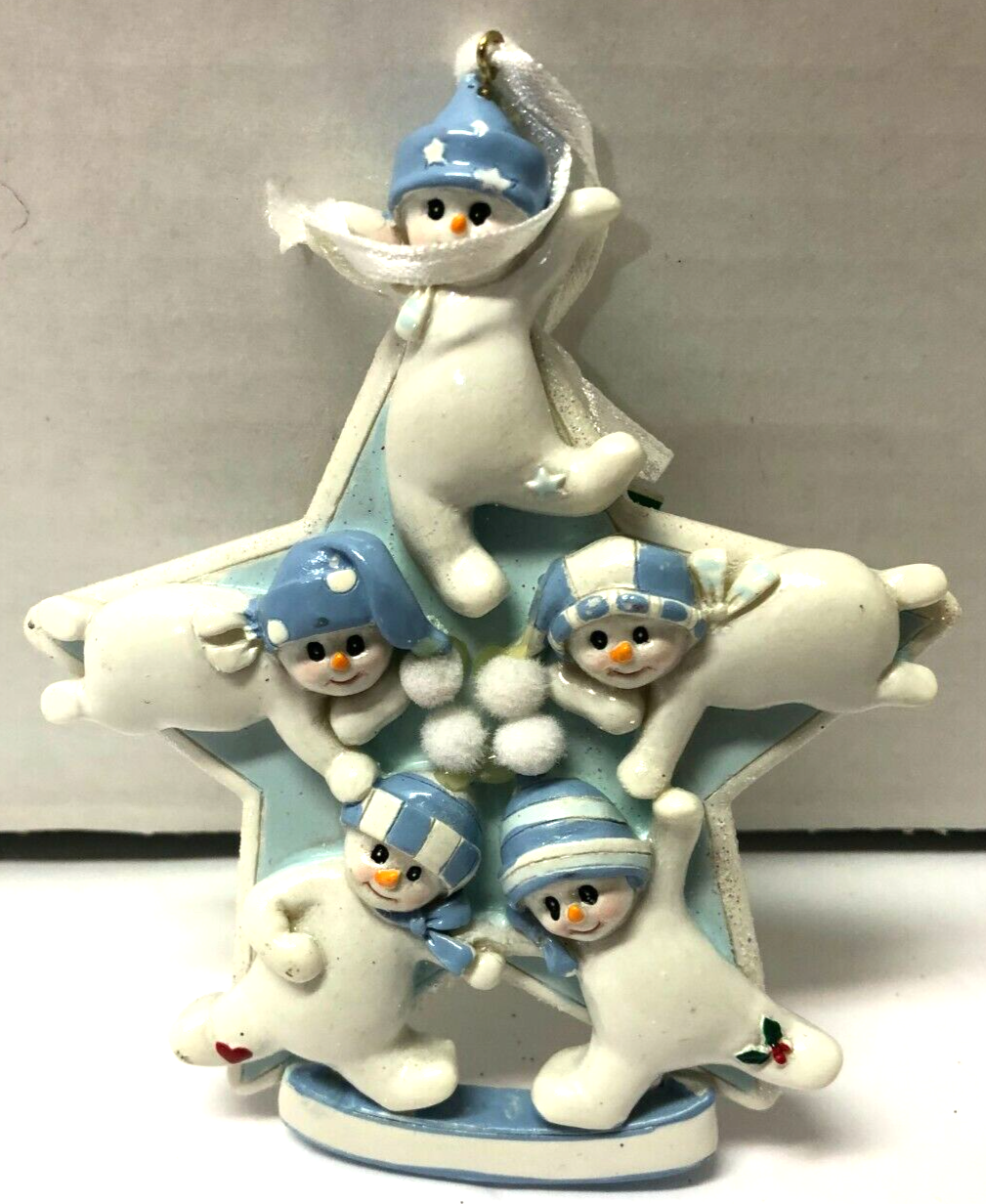 Kurt Adler 5 Snowman Star With Snowballs Personalizable Christmas Ornament NEW - $7.92