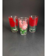 Vintage Mixed Lot Of 3 Peanut Butter 5&quot; Flower Glasses Tumblers MCM - £18.00 GBP
