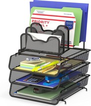 Black Simplehouseware 3-Pack Stackable Desk File Document Letter Tray Wi... - £28.09 GBP