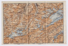 1911 Antique Map Of Vicinity Of Leukerbad Kandersteg Berner Alps Switzerland - £13.51 GBP