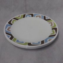 Corelle Squared Dinner Plates 4 Green Brown Blue Geometric Squares - £29.53 GBP