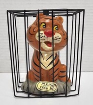Vtg J.S.N.Y. Composit Anthropomorphic &quot;Please Feed Me&quot; Caged Tiger Bank - £9.23 GBP
