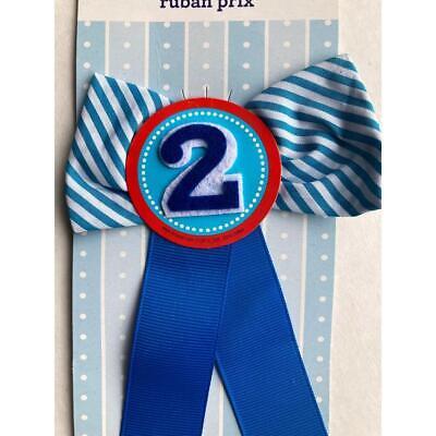 Primary image for Blue White Stripe Bowtie 2nd Birthday Award Ribbon New